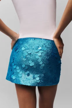 GUIZIO Low Rise Paillette Skirt- Mini Skirts|Skirts