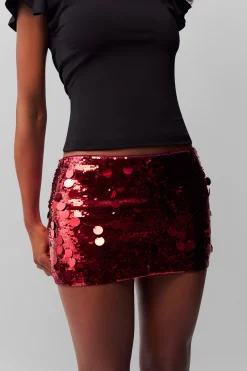 GUIZIO Low Rise Paillette Skirt- Mini Skirts|Skirts