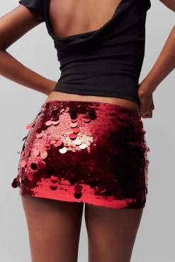 GUIZIO Low Rise Paillette Skirt- Mini Skirts|Skirts