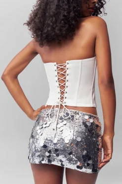 GUIZIO Low Rise Paillette Skirt- Mini Skirts|Skirts