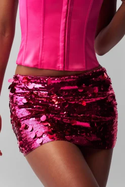 GUIZIO Low Rise Paillette Skirt- Mini Skirts|Skirts