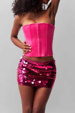 GUIZIO Low Rise Paillette Skirt- Mini Skirts|Skirts