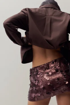 GUIZIO Low Rise Paillette Skirt- Mini Skirts|Skirts