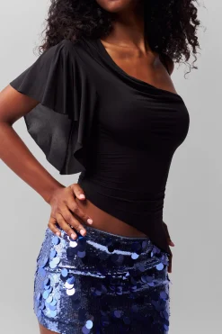 GUIZIO Low Rise Paillette Skirt- Mini Skirts|Skirts