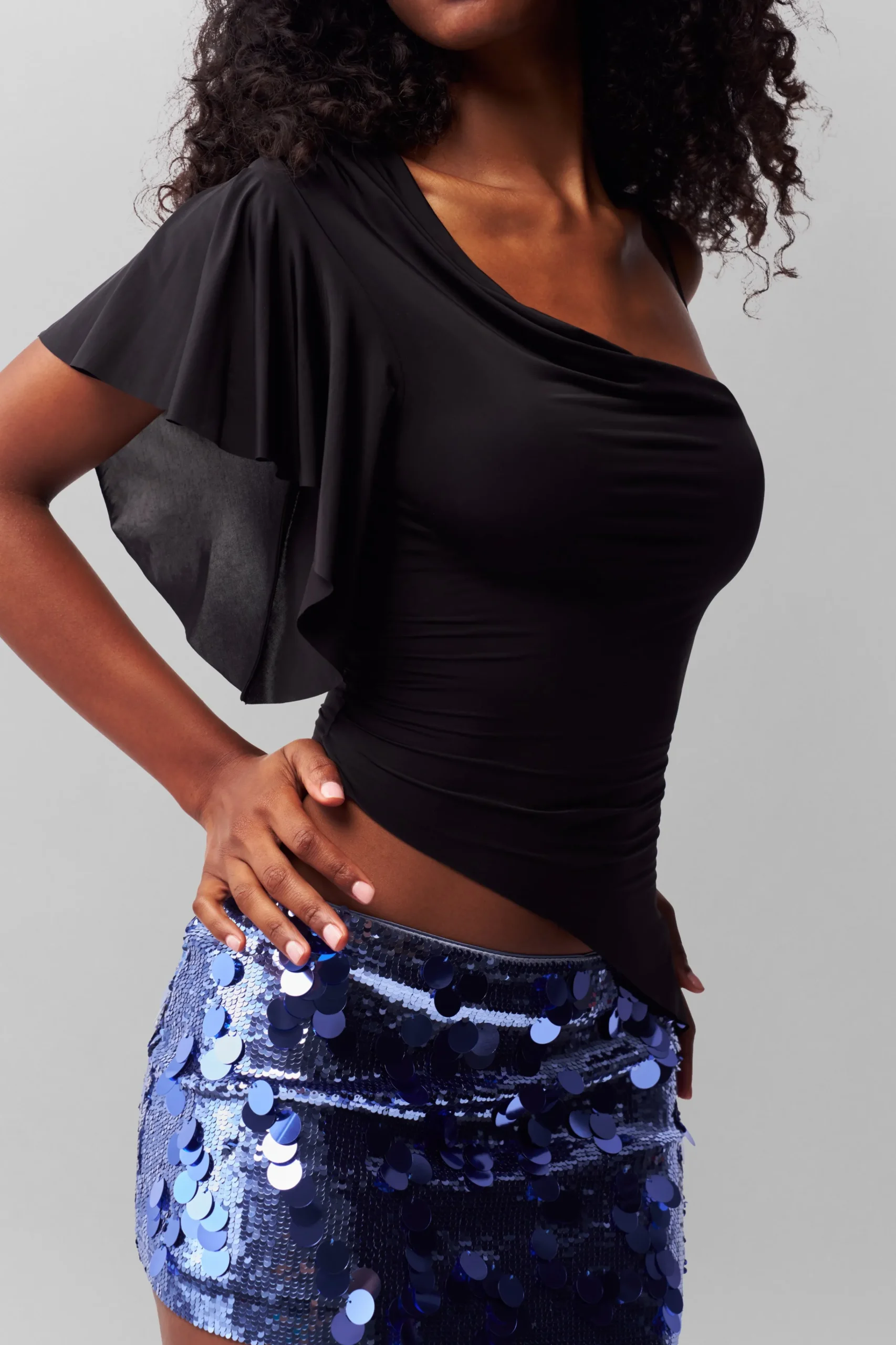 GUIZIO Low Rise Paillette Skirt- Mini Skirts|Skirts