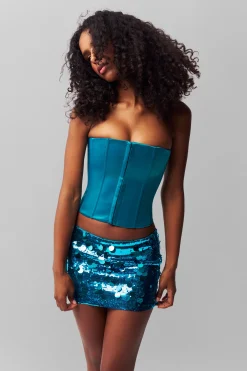 GUIZIO Low Rise Paillette Skirt- Mini Skirts|Skirts