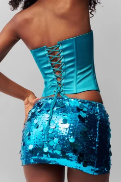 GUIZIO Low Rise Paillette Skirt- Mini Skirts|Skirts