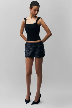 GUIZIO Low Rise Paillette Skirt- Mini Skirts|Skirts