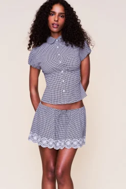 GUIZIO Maelle Gingham Mini Skirt- Mini Skirts|Skirts