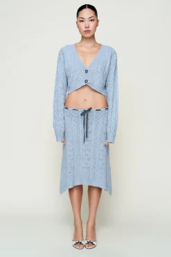 GUIZIO Noah Wool Cable Crop Cardigan- Sweaters