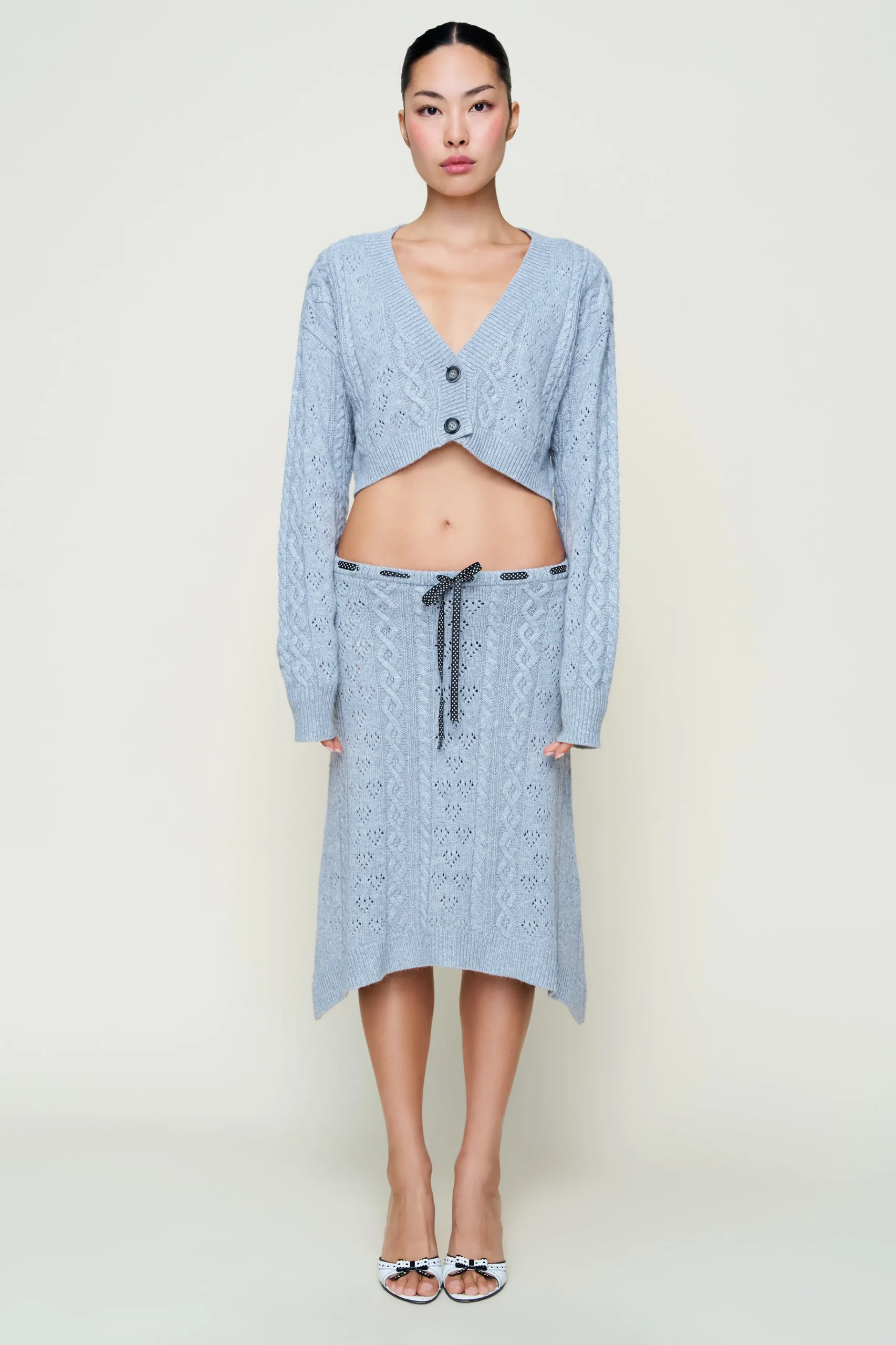 GUIZIO Noah Wool Cable Skirt- Midi Skirts|Skirts