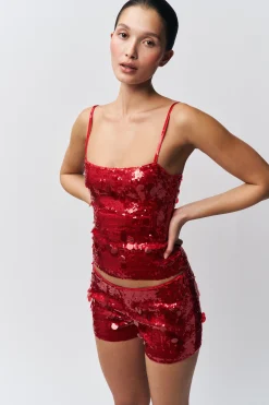 GUIZIO Paillette Cami- Sleeveless Tops|Tops