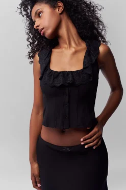 GUIZIO Paloma Lace Top- Sleeveless Tops|Tops