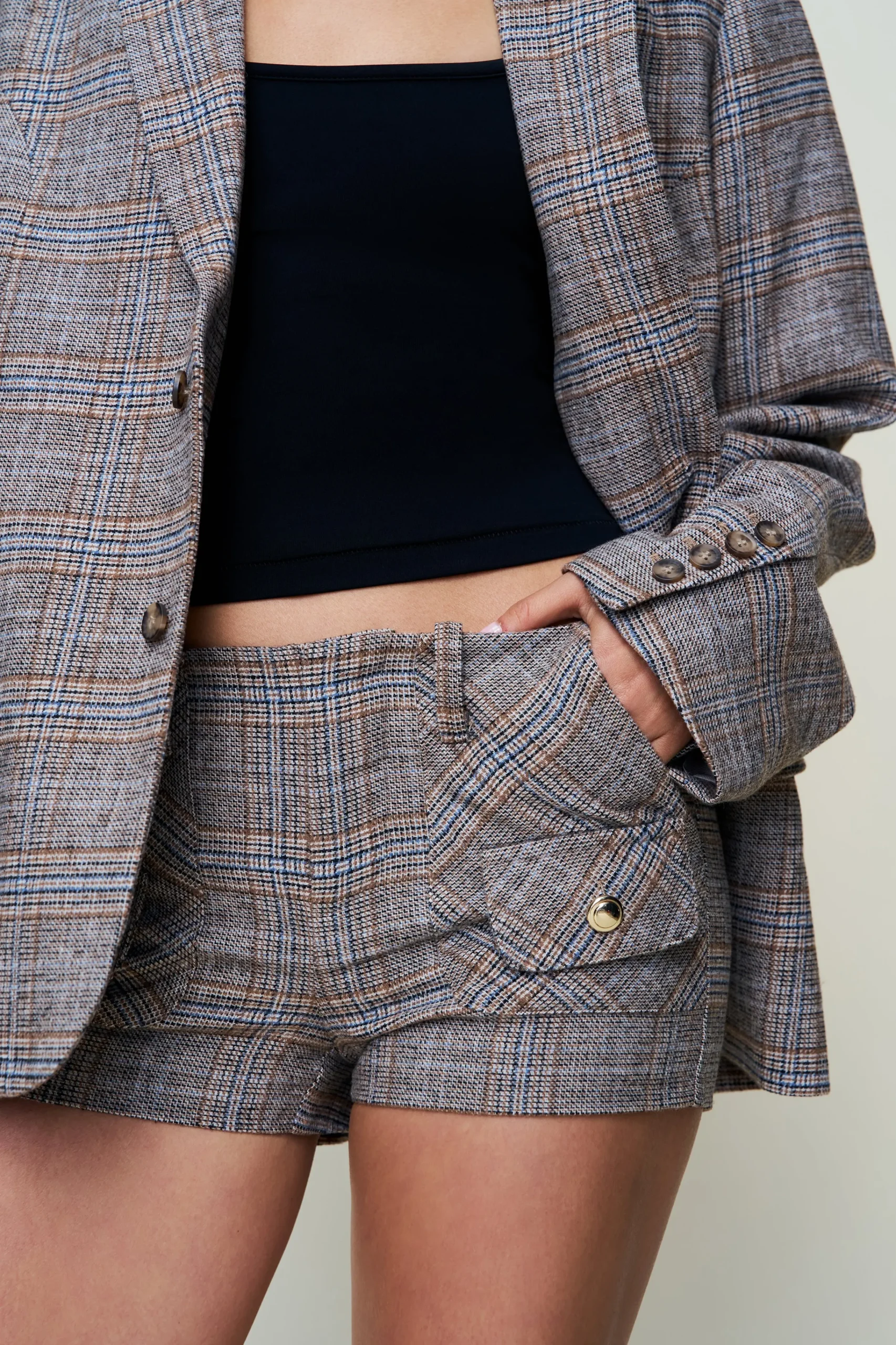 GUIZIO Penelope Patch Pocket Tartan Short- Shorts