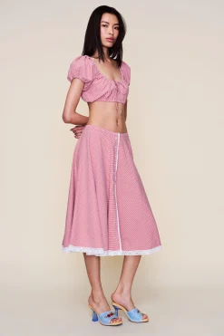 GUIZIO Ravello Gingham Skirt- Midi Skirts|Skirts