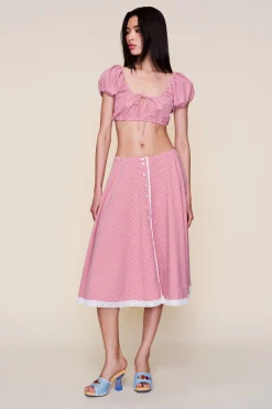 GUIZIO Ravello Gingham Skirt- Midi Skirts|Skirts
