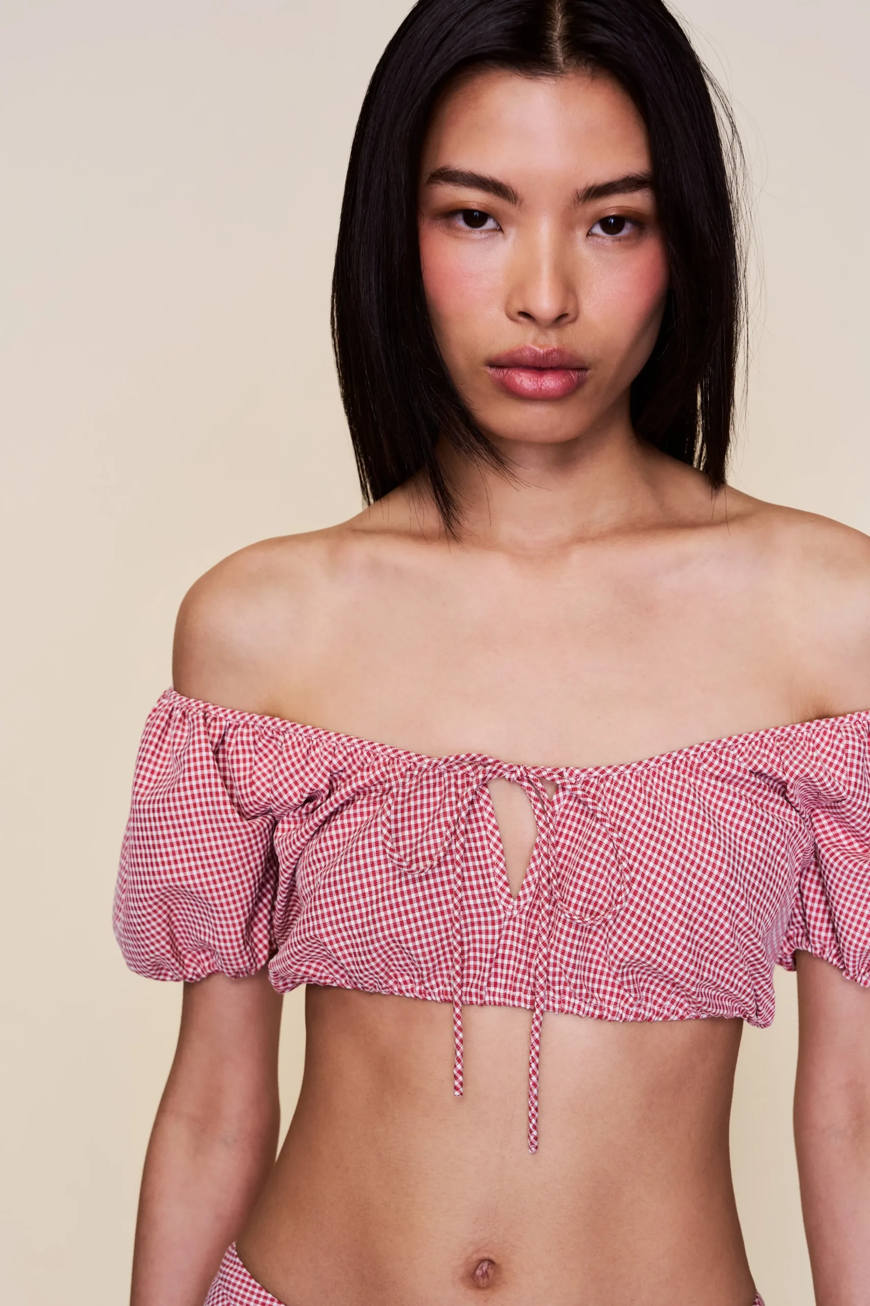 GUIZIO Ravello Gingham Top- Short Sleeve Tops|Tops