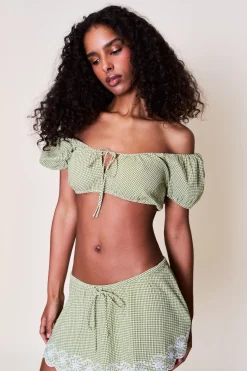 GUIZIO Ravello Gingham Top- Tops