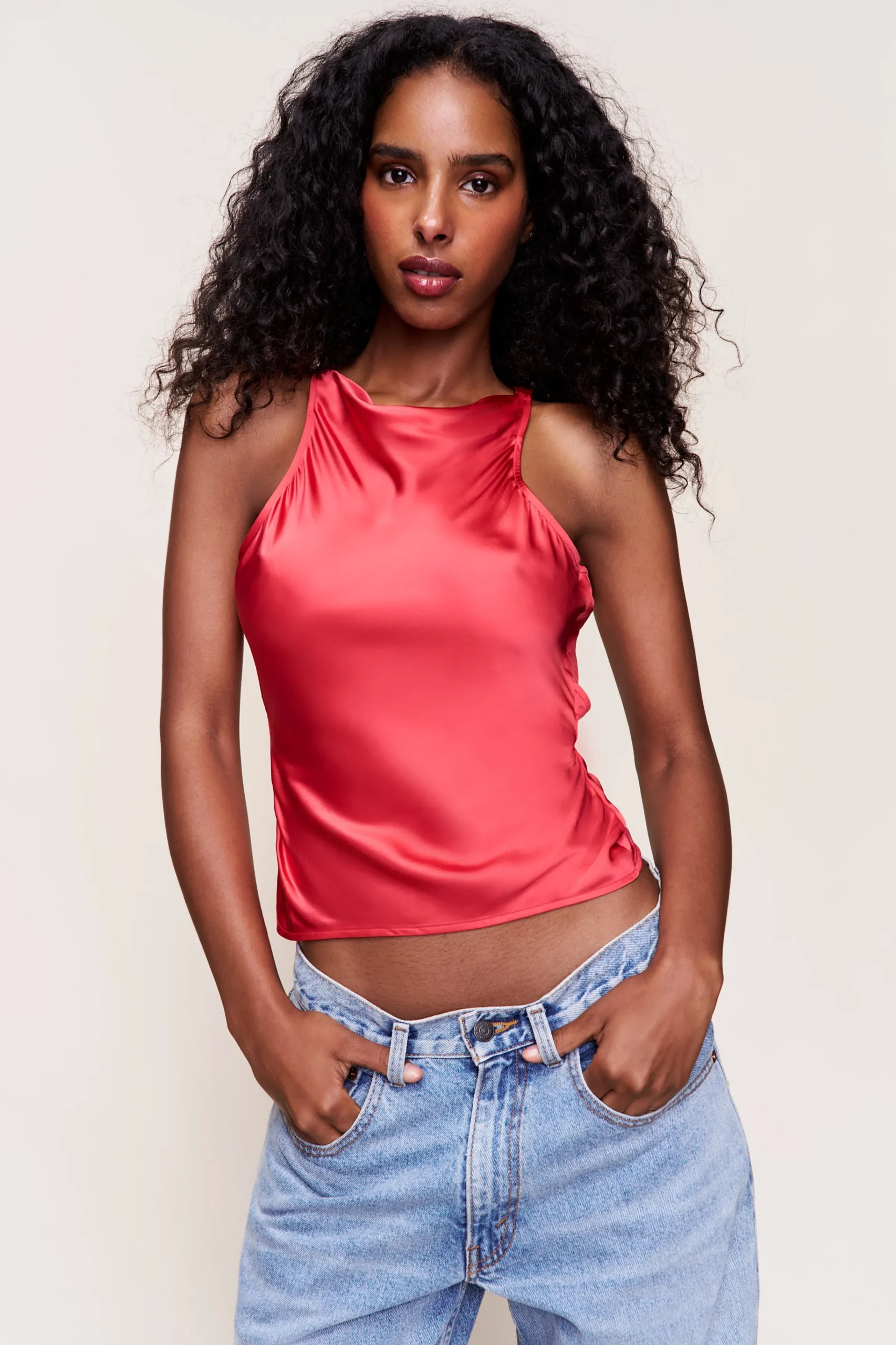GUIZIO Regine Cowl Neck Top- Sleeveless Tops|Tops