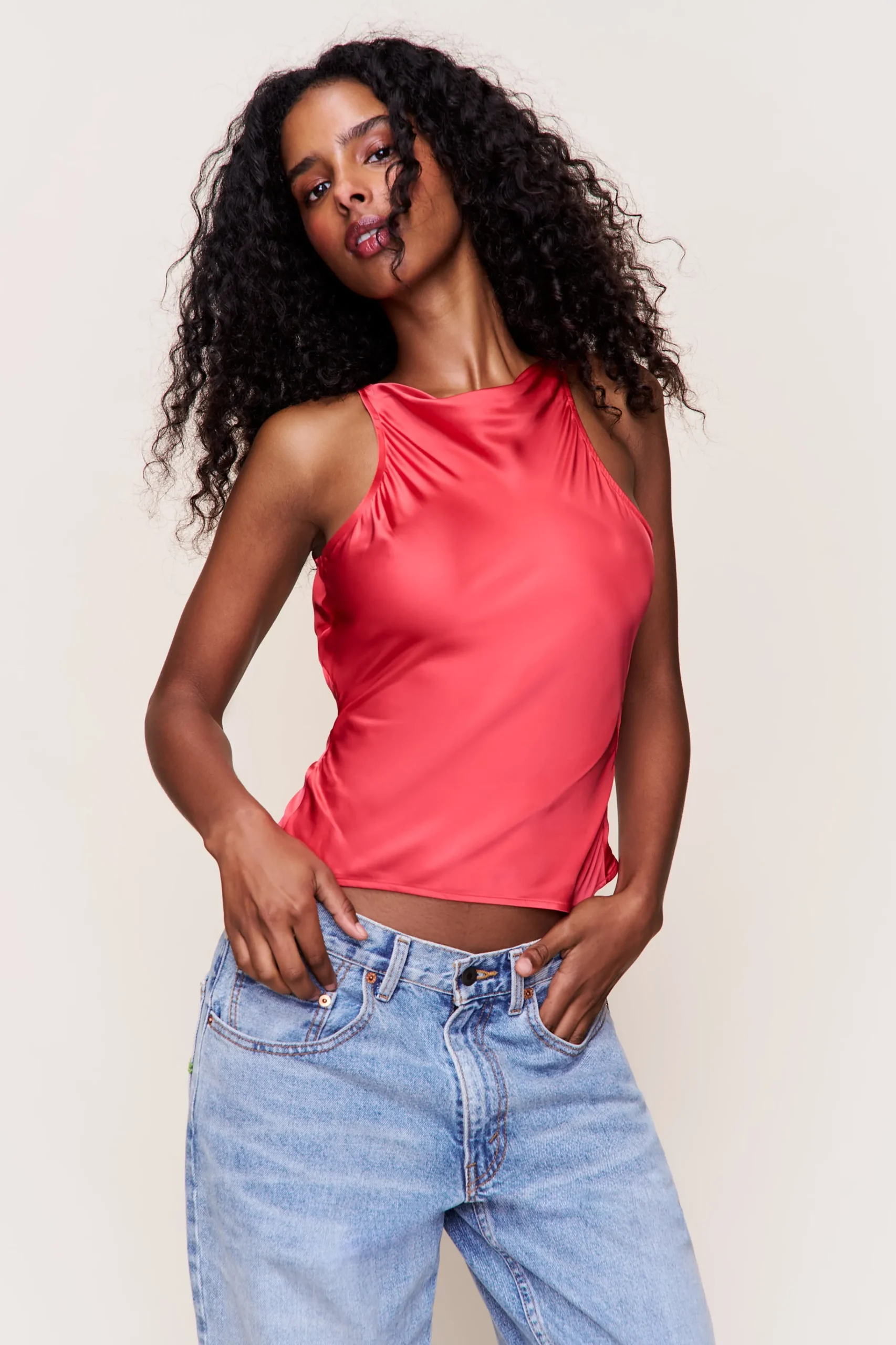 GUIZIO Regine Cowl Neck Top- Sleeveless Tops|Tops