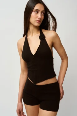 GUIZIO Rib Knit Hot Short- Shorts