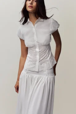 GUIZIO Rinka Embroidered Blouse- Short Sleeve Tops|Tops