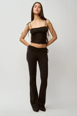 GUIZIO Ruched Chiffon Knit Tank- Sleeveless Tops|Knitwear