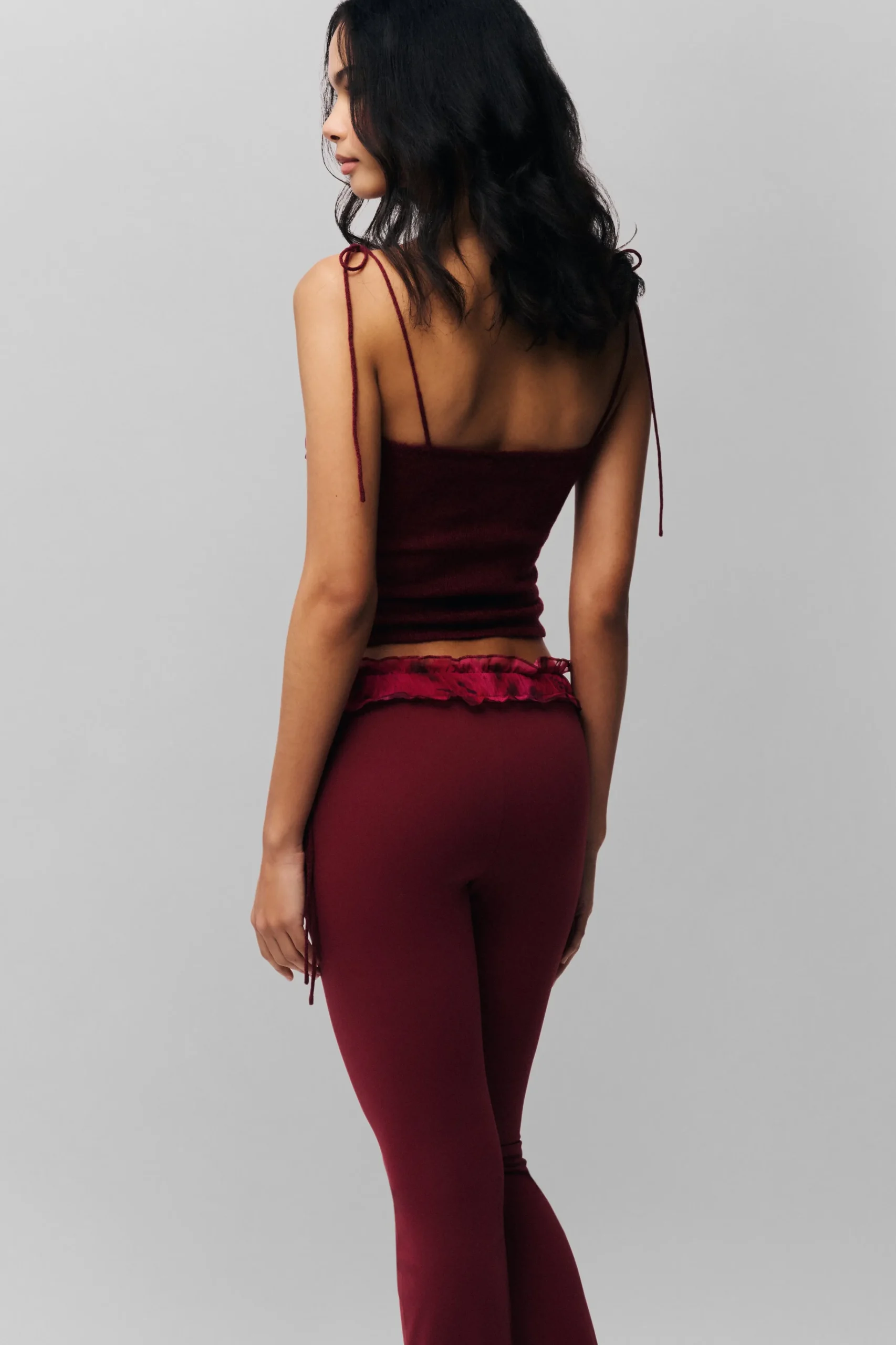 GUIZIO Ruched Chiffon Knit Tank- Sleeveless Tops|Tops