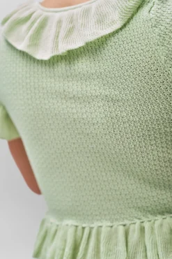 GUIZIO Ruffle Knit Tie Top- Short Sleeve Tops|Knitwear