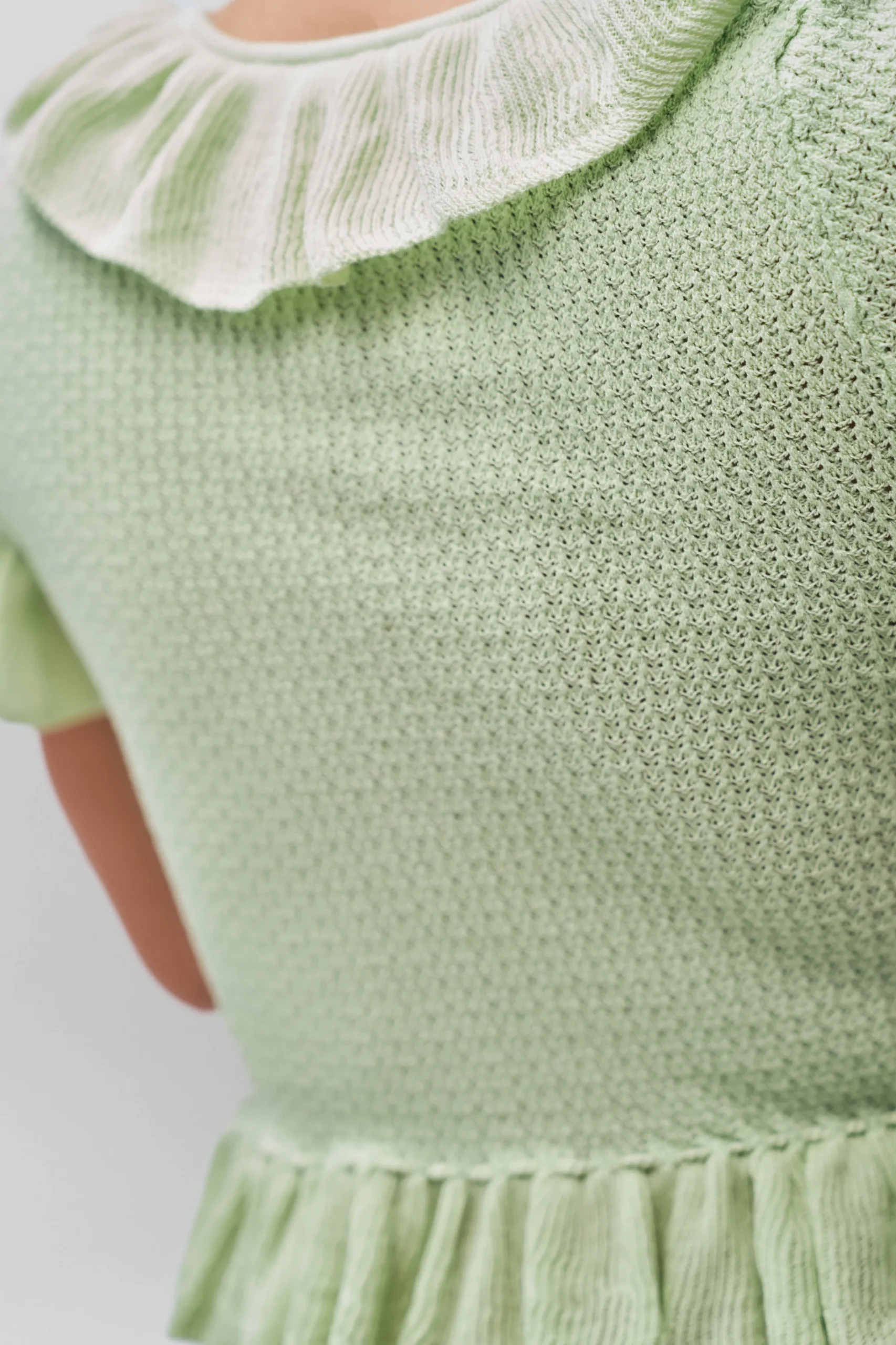 GUIZIO Ruffle Knit Tie Top- Short Sleeve Tops|Knitwear