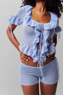 GUIZIO Ruffle Knit Tie Top- Knitwear|Tops