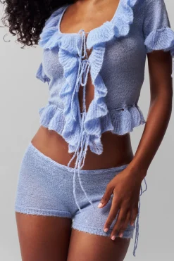 GUIZIO Ruffle Knit Tie Top- Knitwear|Tops