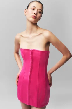 GUIZIO Satin Corset Dress- Mini Dresses|Dresses