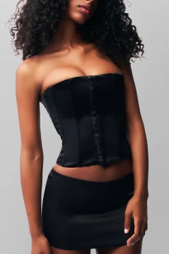 GUIZIO Satin Mini Skirt- Mini Skirts|Skirts