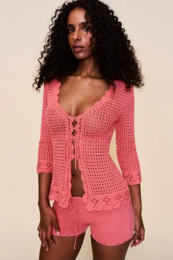 GUIZIO Scallop Knit Tie Short- Shorts