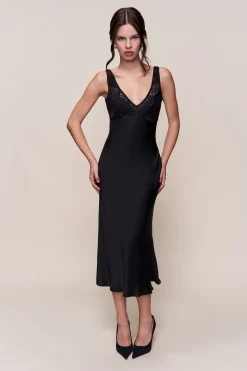 GUIZIO Scaosi Lace Detail Slip Dress- Long Dresses|Dresses
