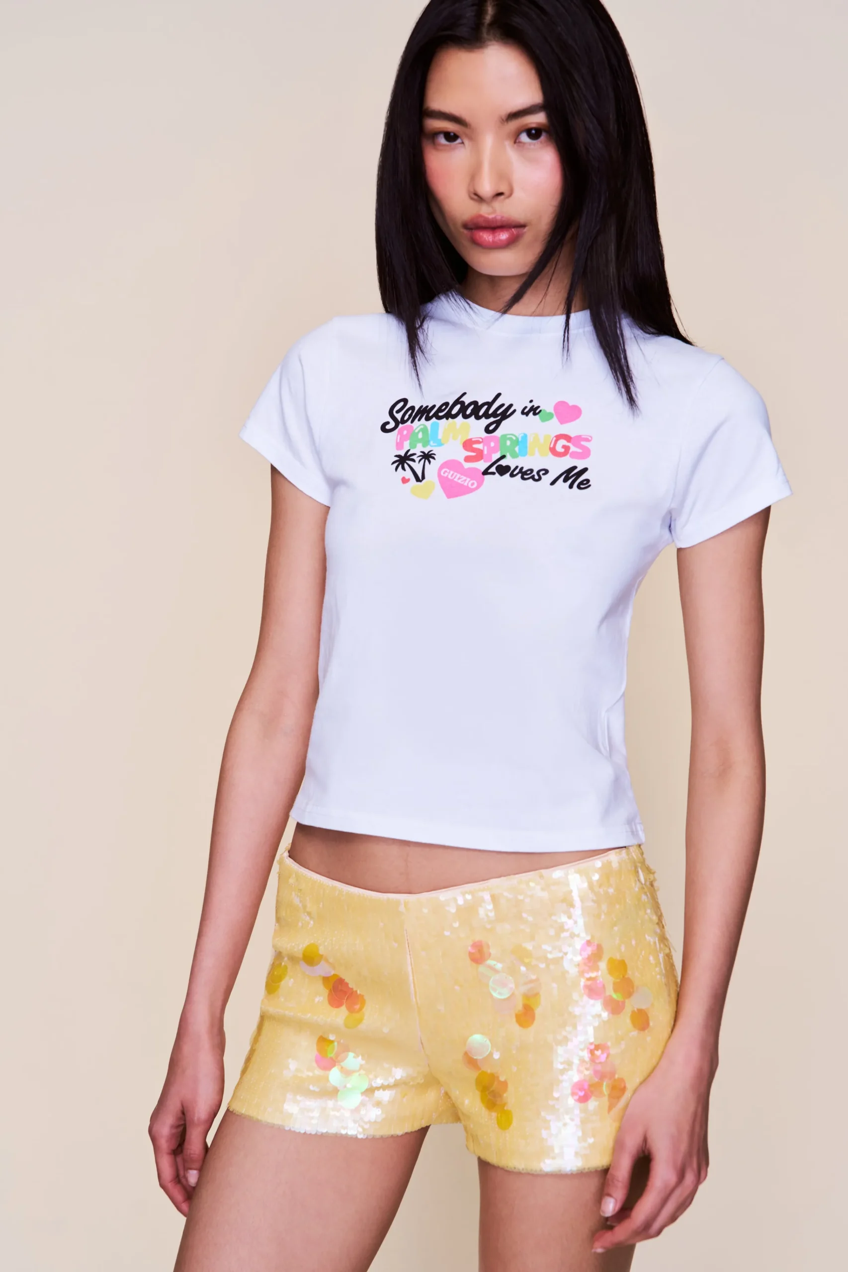 GUIZIO Shrunken Tee Palm Springs- Tees|Short Sleeve Tops