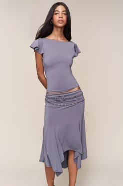 GUIZIO Soffiano Skirt- Midi Skirts|Skirts