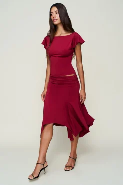 GUIZIO Soffiano Skirt- Midi Skirts|Skirts