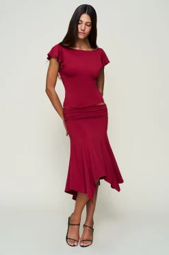 GUIZIO Soffiano Skirt- Midi Skirts|Skirts