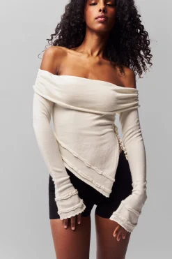 GUIZIO Soler Fold Over Knit Top- Long Sleeve Tops|Knitwear