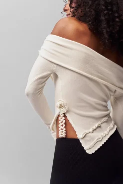 GUIZIO Soler Fold Over Knit Top- Long Sleeve Tops|Knitwear