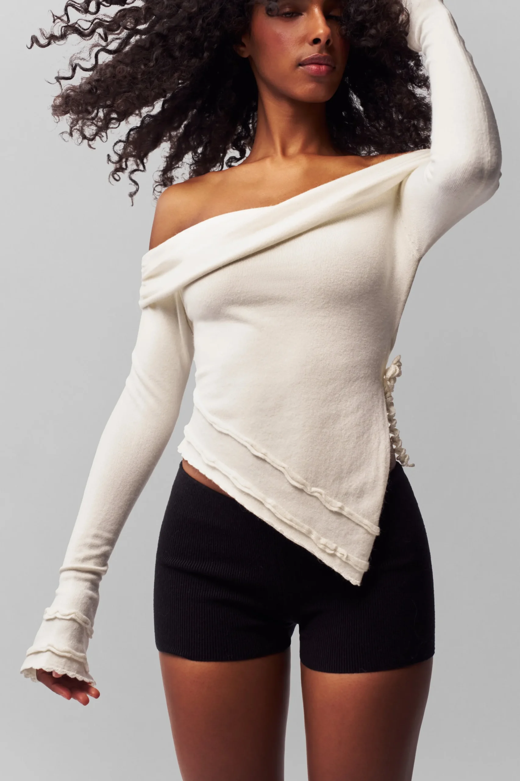 GUIZIO Soler Fold Over Knit Top- Long Sleeve Tops|Knitwear