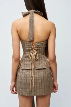 GUIZIO Twisted Halter Top- Halter Tops|Tops