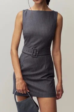 GUIZIO Via Pinstripe Dress- Mini Dresses|Dresses