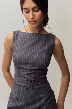 GUIZIO Via Pinstripe Dress- Mini Dresses|Dresses