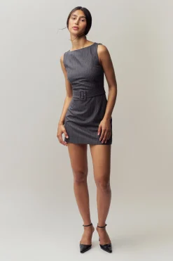 GUIZIO Via Pinstripe Dress- Mini Dresses|Dresses