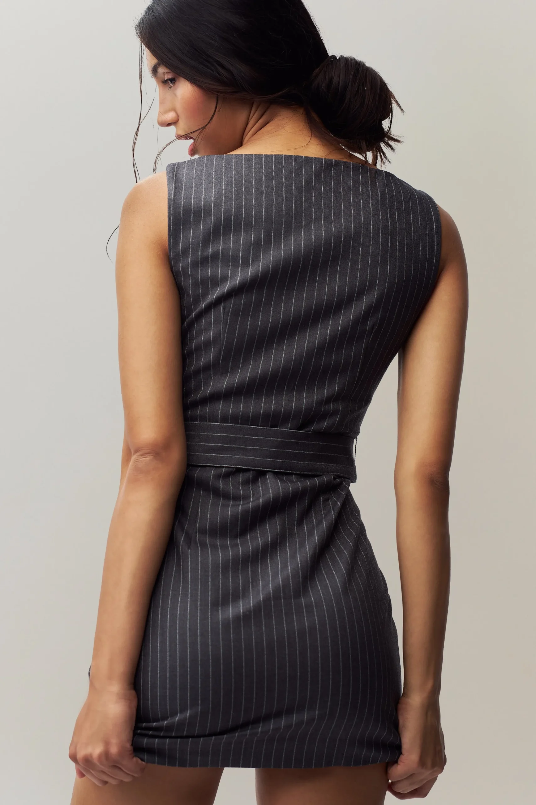 GUIZIO Via Pinstripe Dress- Mini Dresses|Dresses